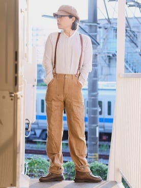 「BEN DAVIS（ベンデイビス）のアイテム（カーゴパンツ）」を使った、s uchidaさん（メンズ・173cm）の秋コーディネート