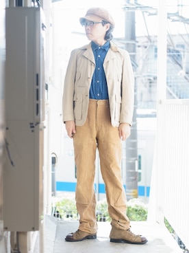 「BEN DAVIS（ベンデイビス）のアイテム（カーゴパンツ）」を使った、s uchidaさん（メンズ・173cm）の秋コーディネート
