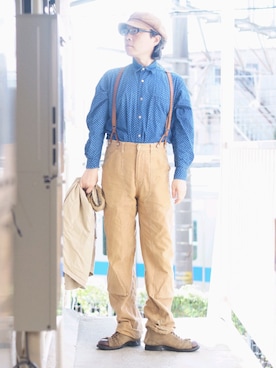 「BEN DAVIS（ベンデイビス）のアイテム（カーゴパンツ）」を使った、s uchidaさん（メンズ・173cm）の秋コーディネート