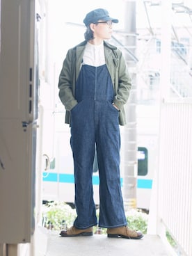 「ワークキャップ」｜「アイテム（オールインワン・サロペット）」を使った、s uchidaさん（メンズ・173cm）の秋コーディネート