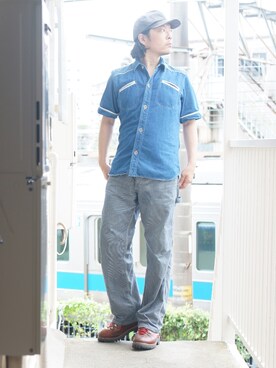 「45R（フォーティファイブアール）のアイテム（キャップ）」を使った、s uchidaさん（メンズ・173cm）の秋コーディネート
