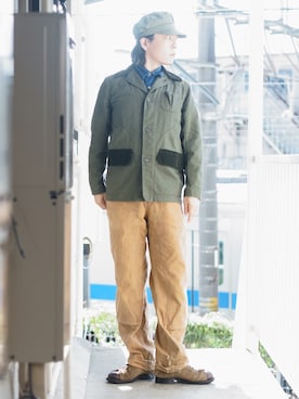 「BEN DAVIS（ベンデイビス）のアイテム（カーゴパンツ）」を使った、s uchidaさん（メンズ・173cm）の秋コーディネート
