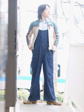 「45R（フォーティファイブアール）のアイテム（サロペット/オーバーオール）」を使った、s uchidaさん（メンズ・173cm）の秋コーディネート