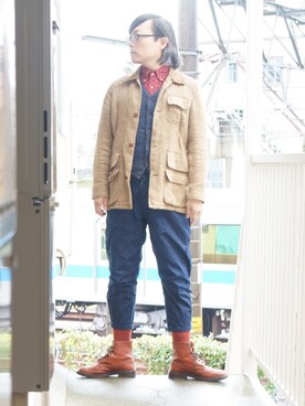 「OMNIGOD（オムニゴッド）のアイテム（パンツ）」を使った、s uchidaさん（メンズ・173cm）の秋コーディネート