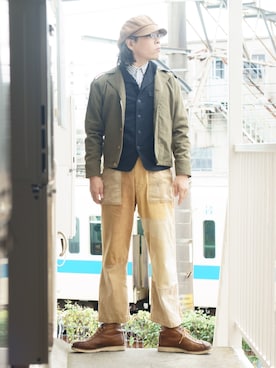 「SUGAR CANE（シュガーケーン）のアイテム（キャスケット）」を使った、s uchidaさん（メンズ・173cm）の秋コーディネート