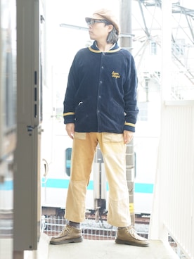 「SUGAR CANE（シュガーケーン）のアイテム（キャスケット）」を使った、s uchidaさん（メンズ・173cm）の秋コーディネート