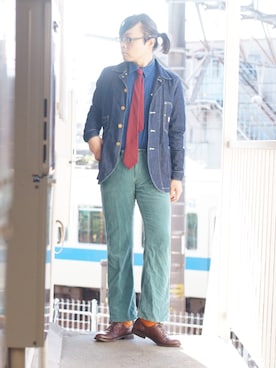 「markaware（マーカウェア）のアイテム（カバーオール）」を使った、s uchidaさん（メンズ・173cm）の秋コーディネート