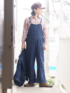 「チェック柄に恋してる」｜「アイテム（オールインワン・サロペット）」を使った、s uchidaさん（メンズ・173cm）の秋コーディネート