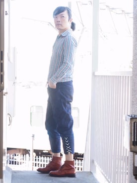 「OMNIGOD（オムニゴッド）のアイテム（パンツ）」を使った、s uchidaさん（メンズ・173cm）の秋コーディネート