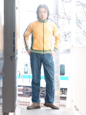 「FREEWHEELERS（フリーホイーラーズ）のアイテム（デニムパンツ）」を使った、s uchidaさん（メンズ・173cm）の冬コーディネート