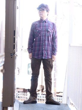 「45R（フォーティファイブアール）のアイテム（キャップ）」を使った、s uchidaさん（メンズ・173cm）の冬コーディネート
