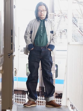 「CUSHMAN（クッシュマン）のアイテム（ブーツ）」を使った、s uchidaさん（メンズ・173cm）の冬コーディネート
