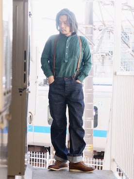 「CUSHMAN（クッシュマン）のアイテム（ブーツ）」を使った、s uchidaさん（メンズ・173cm）の冬コーディネート