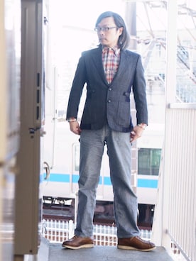 「CUSHMAN（クッシュマン）のアイテム（ブーツ）」を使った、s uchidaさん（メンズ・173cm）の冬コーディネート
