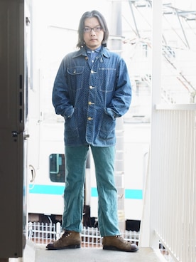 「SUGAR CANE（シュガーケーン）のアイテム（カバーオール）」を使った、s uchidaさん（メンズ・173cm）の冬コーディネート