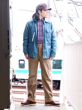「OLD JOE & CO.（オールドジョーアンドコー）のアイテム（パンツ）」を使った、s uchidaさん（メンズ・173cm）の冬コーディネート