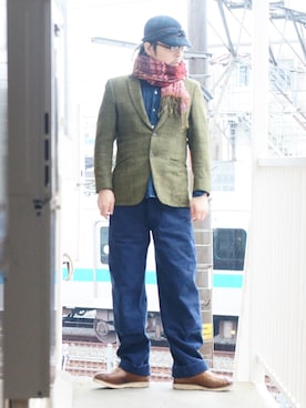 「CUSHMAN（クッシュマン）のアイテム（ブーツ）」を使った、s uchidaさん（メンズ・173cm）の冬コーディネート