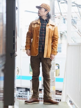 「CUSHMAN（クッシュマン）のアイテム（シューズ）」を使った、s uchidaさん（メンズ・173cm）の冬コーディネート
