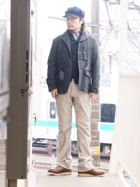 「ツイードジャケット」｜「アイテム（その他アウター）」を使った、s uchidaさん（メンズ・173cm）の春コーディネート