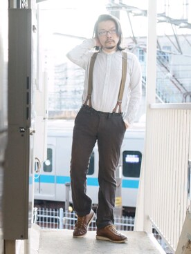 「CUSHMAN（クッシュマン）のアイテム（シューズ）」を使った、s uchidaさん（メンズ・173cm）の春コーディネート