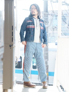 「CUSHMAN（クッシュマン）のアイテム（シューズ）」を使った、s uchidaさん（メンズ・173cm）の春コーディネート