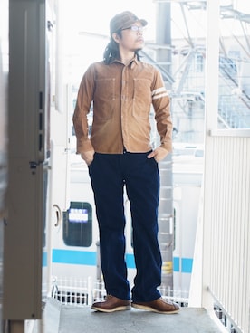 「CUSHMAN（クッシュマン）のアイテム（シューズ）」を使った、s uchidaさん（メンズ・173cm）の春コーディネート