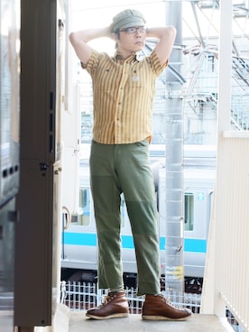 「CUSHMAN（クッシュマン）のアイテム（シューズ）」を使った、s uchidaさん（メンズ・173cm）の夏コーディネート