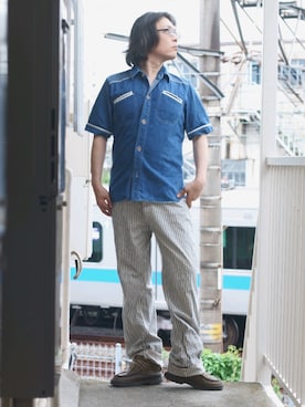 「45R（フォーティファイブアール）のアイテム（パンツ）」を使った、s uchidaさん（メンズ・173cm）の夏コーディネート