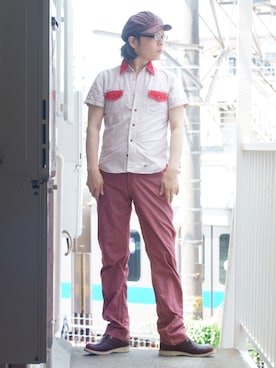 「45R（フォーティファイブアール）のアイテム（キャップ）」を使った、s uchidaさん（メンズ・173cm）の夏コーディネート