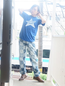 「CUSHMAN（クッシュマン）のアイテム（シューズ）」を使った、s uchidaさん（メンズ・173cm）の夏コーディネート