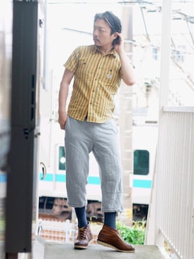 「CUSHMAN（クッシュマン）のアイテム（シューズ）」を使った、s uchidaさん（メンズ・173cm）の夏コーディネート