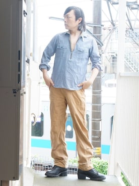 「BEN DAVIS（ベンデイビス）のアイテム（カーゴパンツ）」を使った、s uchidaさん（メンズ・173cm）の夏コーディネート