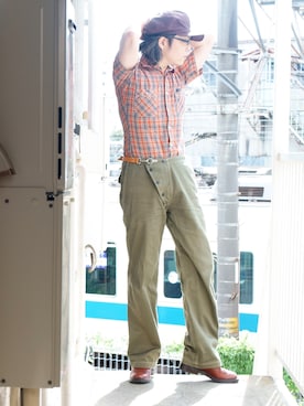 「Waste(twice)（ウェストトゥワイス）のアイテム（パンツ）」を使った、s uchidaさん（メンズ・173cm）の夏コーディネート