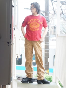「BEN DAVIS（ベンデイビス）のアイテム（カーゴパンツ）」を使った、s uchidaさん（メンズ・173cm）の秋コーディネート