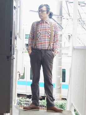 「CUSHMAN（クッシュマン）のアイテム（シューズ）」を使った、s uchidaさん（メンズ・173cm）の秋コーディネート