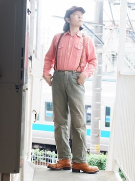 「45R（フォーティファイブアール）のアイテム（キャップ）」を使った、s uchidaさん（メンズ・173cm）の秋コーディネート