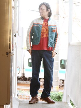 「CUSHMAN（クッシュマン）のアイテム（シューズ）」を使った、s uchidaさん（メンズ・173cm）の秋コーディネート