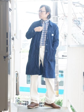 「CUSHMAN（クッシュマン）のアイテム（シューズ）」を使った、s uchidaさん（メンズ・173cm）の秋コーディネート