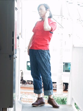 「FREEWHEELERS（フリーホイーラーズ）のアイテム（パンツ）」を使った、s uchidaさん（メンズ・173cm）の秋コーディネート