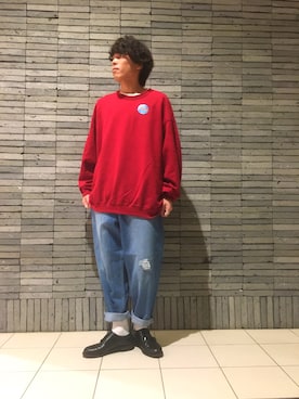 「SEVENDAYS=SUNDAY（セブンデイズサンデイ）のアイテム（スウェット）」を使った、シバタ　ナオトさん（メンズ・177cm）の秋コーディネート