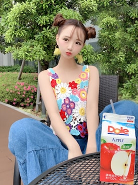 「Supreme.La.La.（シュープリームララ）のアイテム（パンツ）」を使った、あーりんさん（レディース・162cm）の夏コーディネート