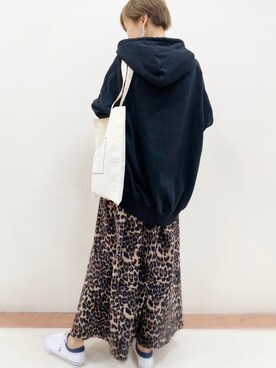 「Green　Parks（グリーンパークス）の裏毛ボリュームパーカー＊（パーカー）」を使った、Shioriさん（レディース・160cm）の秋コーディネート