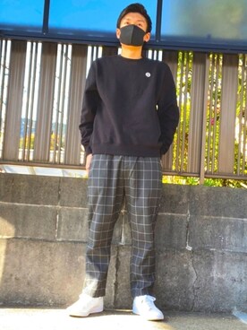 「HUF（ハフ）のアイテム（スウェット）」を使った、T.Kさん（メンズ・173cm）の冬コーディネート