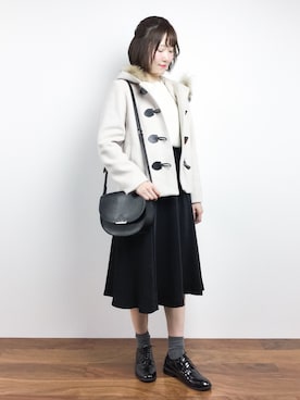 「archives（アルシーヴ）のアイテム（ダッフルコート）」を使った、まるさん（レディース・161cm）の冬コーディネート