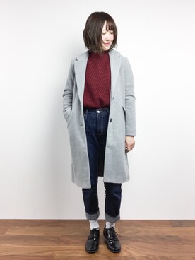 「SpRay（スプレイ）のアイテム（チェスターコート）」を使った、まるさん（レディース・161cm）の冬コーディネート