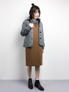 「coen（コーエン）のアイテム（ピーコート）」を使った、まるさん（レディース・161cm）の冬コーディネート