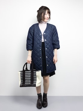 「Denime（ドゥニーム）のアイテム（その他アウター）」を使った、まるさん（レディース・161cm）の冬コーディネート
