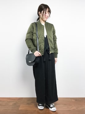 「Te chichi（テチチ）のアイテム（MA-1）」を使った、まるさん（レディース・161cm）の冬コーディネート