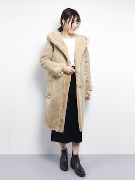 「SpRay（スプレイ）のアイテム（ムートンコート）」を使った、まるさん（レディース・161cm）の冬コーディネート
