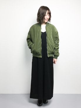 「SpRay（スプレイ）のアイテム（MA-1）」を使った、まるさん（レディース・161cm）の冬コーディネート